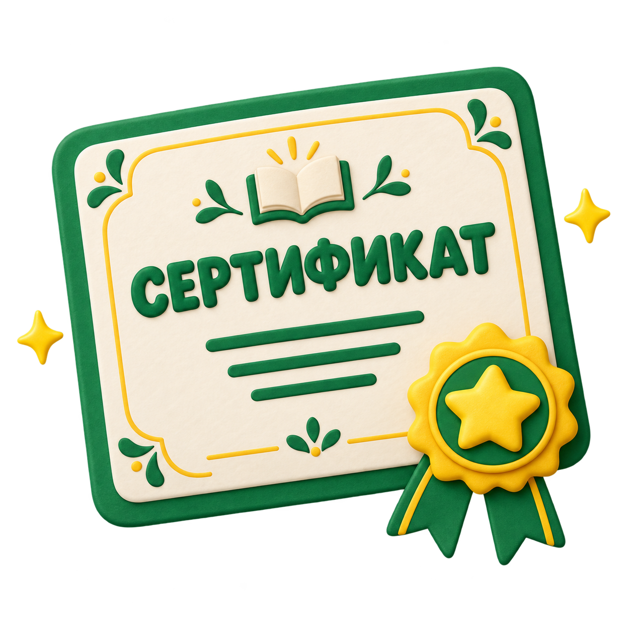 Жұлдызды медалі бар сертификат иллюстрациясы